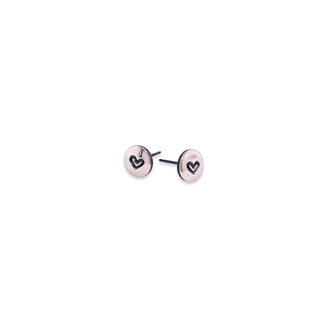 Heart Stamp Titanium Studs