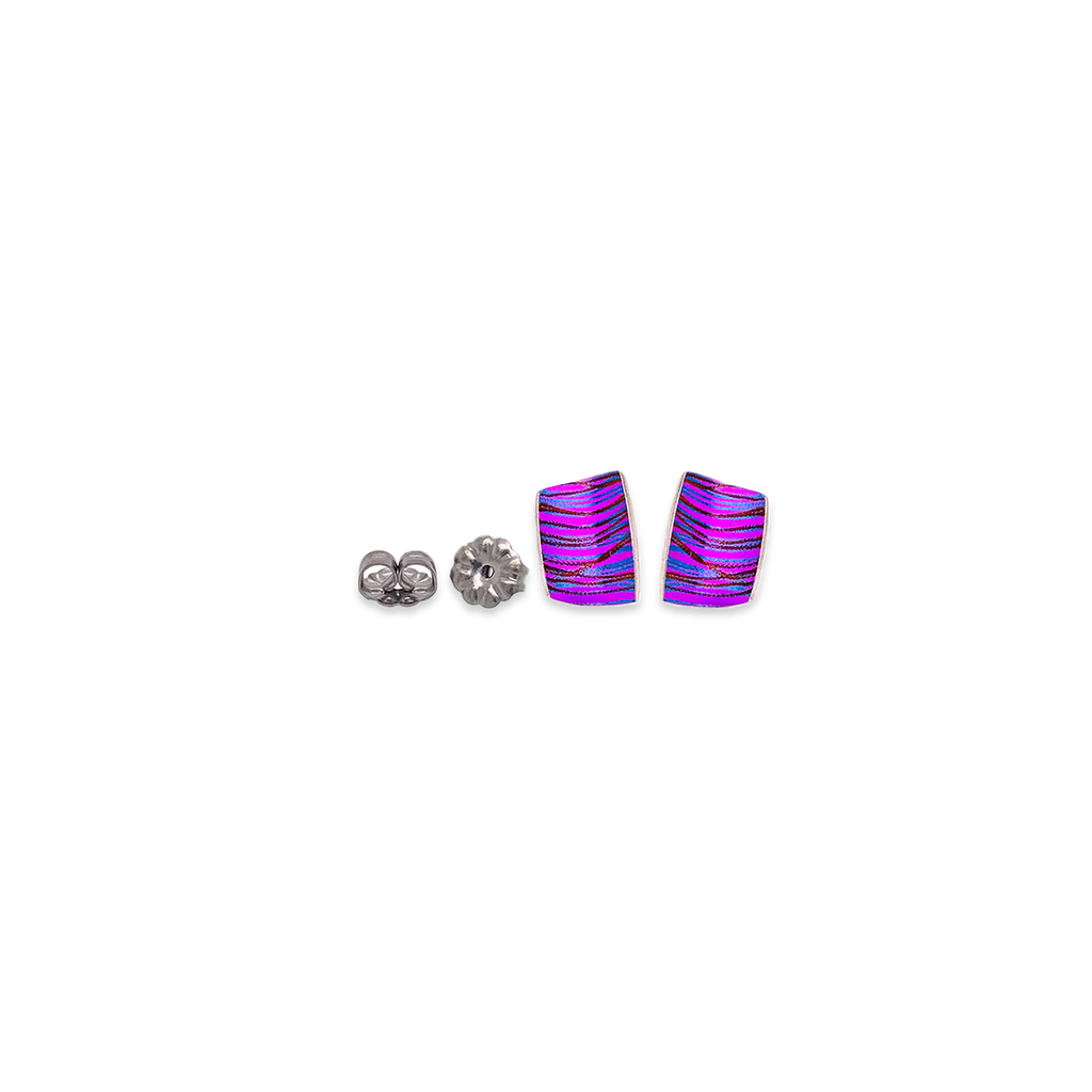 Small colourful scratch art stud earrings