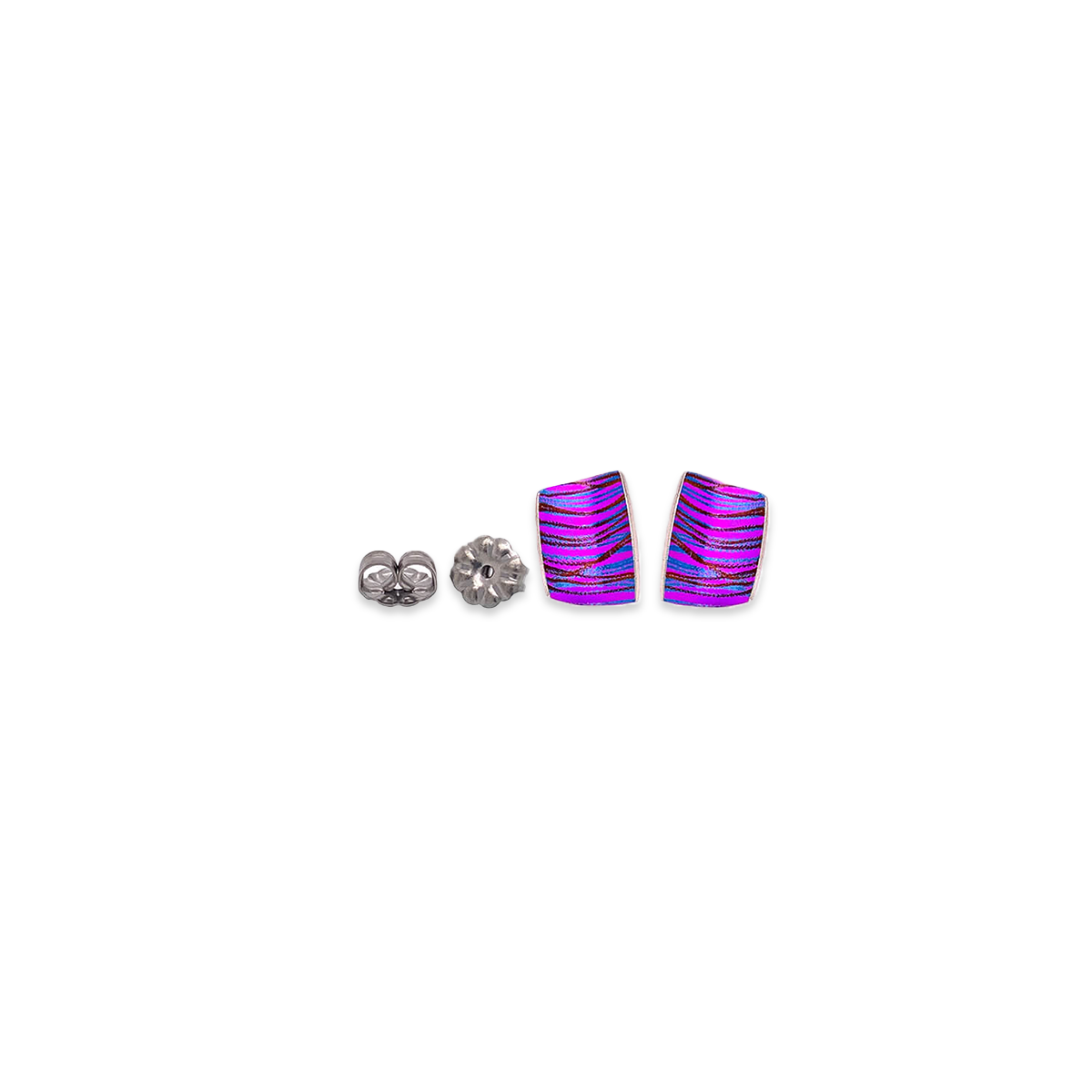 Small colourful scratch art stud earrings