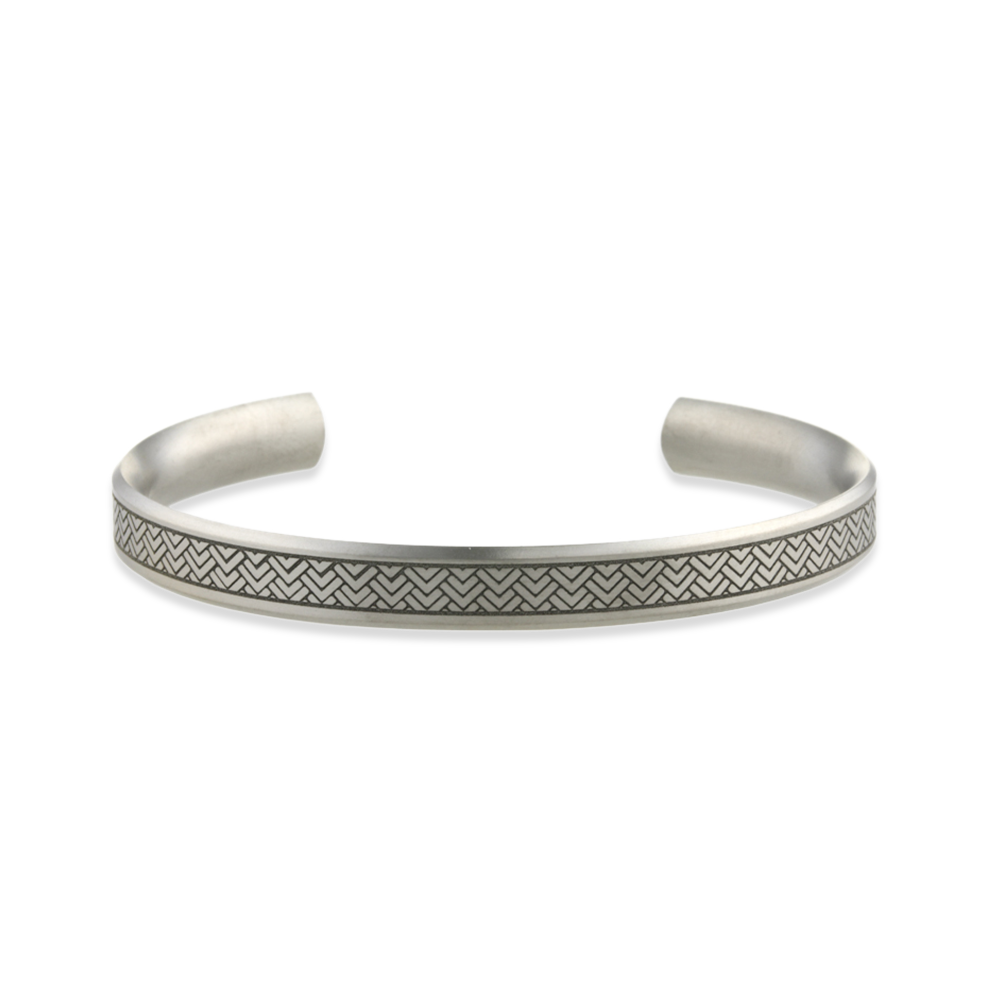 Wide Herringbone Bangle