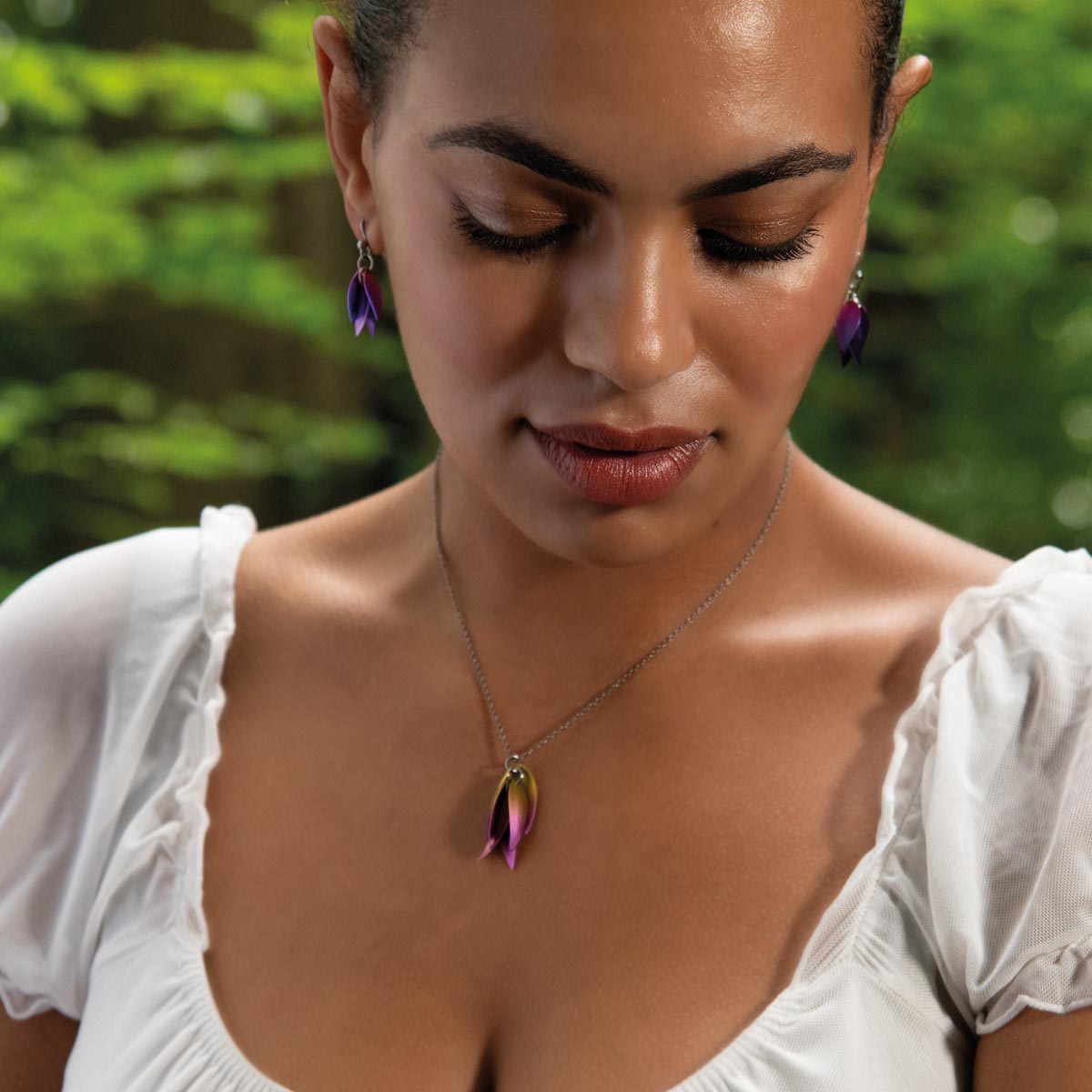 Small Wild Orchid Drop Earrings